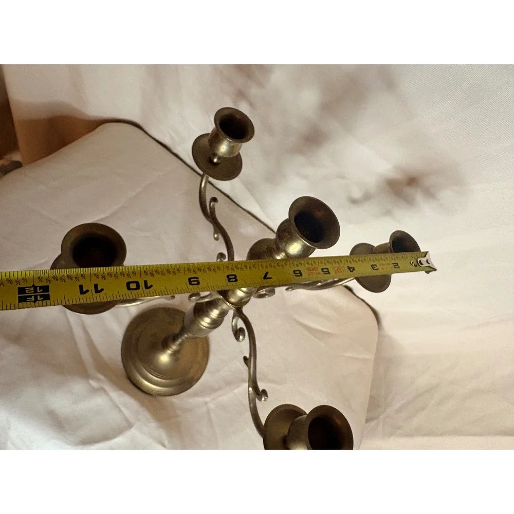 Vintage Brass 5 Light Candelabra 15 Inch Tall 5 Candle Holder Made in Thailand